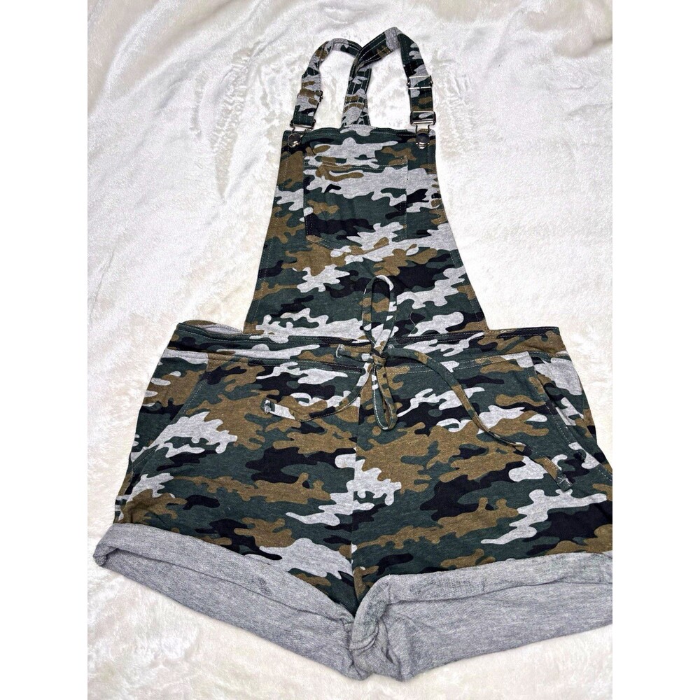 No Boundaries Women’s Camo Romper One-Piece Sleeveless Cotton Knit S